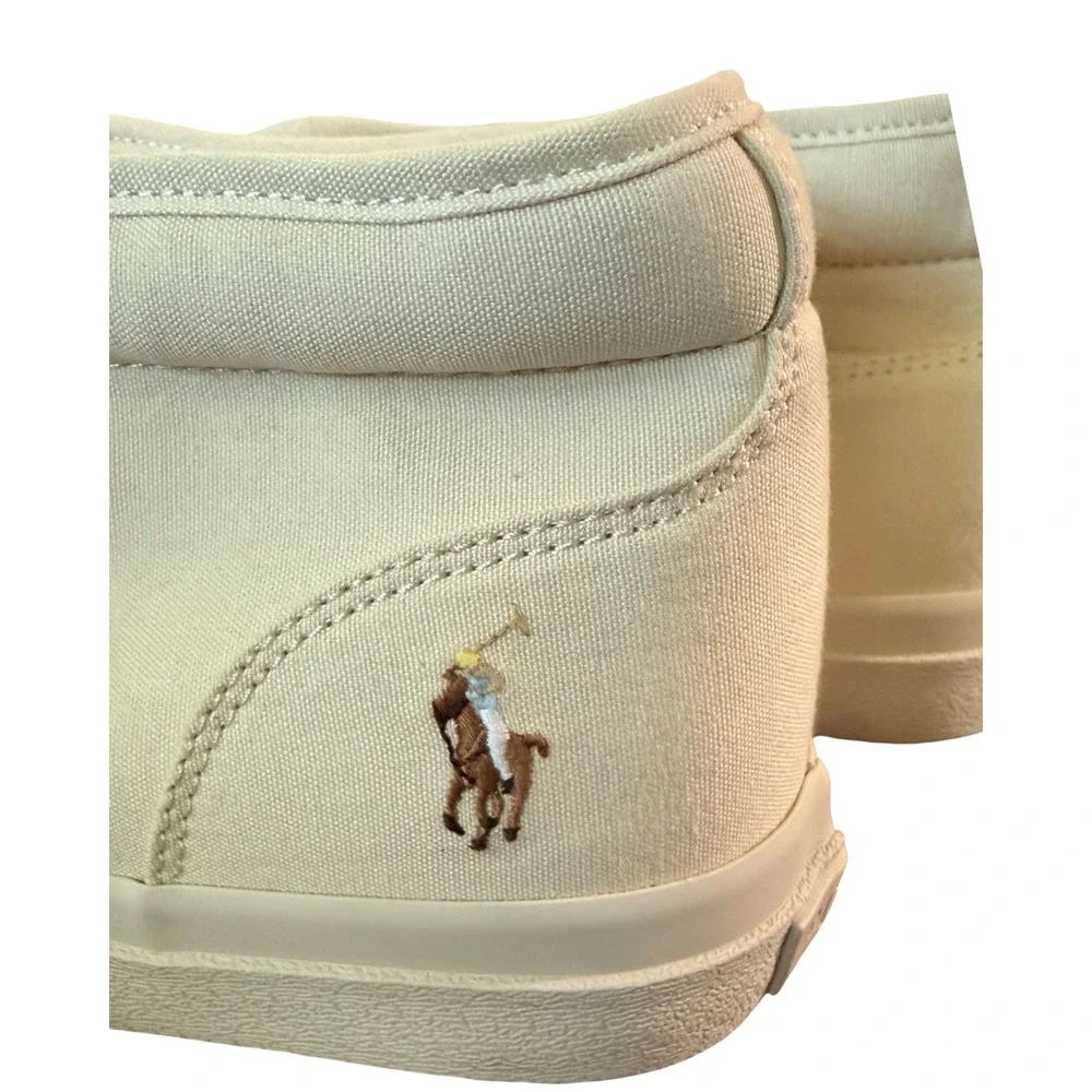 Polo Ralph Lauren Keaton Chukka Sneaker Cream‎ Canvas Multicolor Pony Mens 12